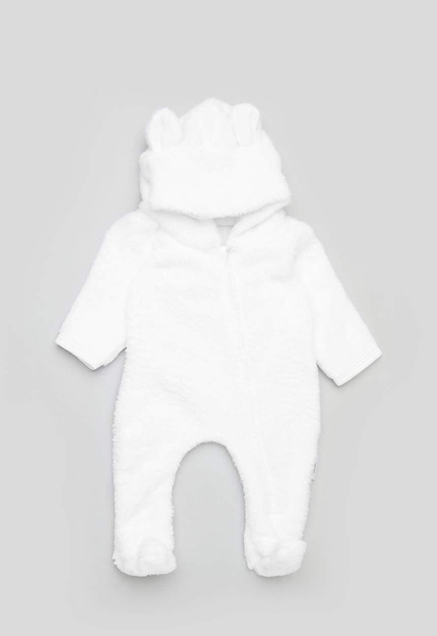 Little Lumps - Fleece zip babygrow - white