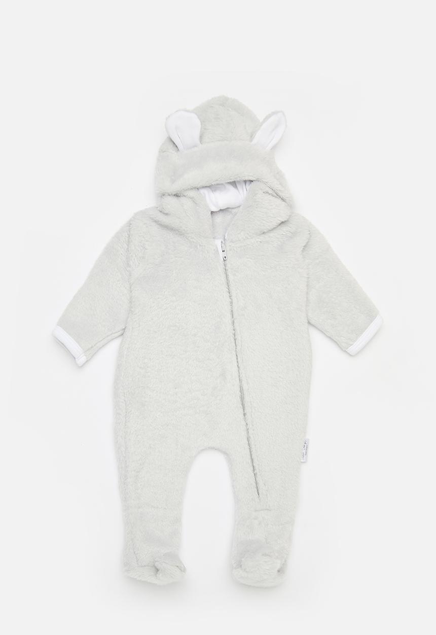 Little Lumps - Fleece zip babygrow - grey