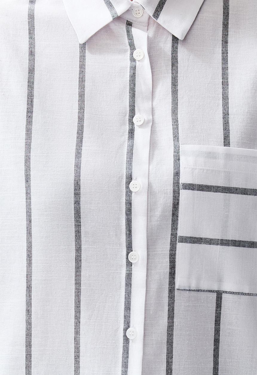 Trendyol - Striped oversize shirt - ecru