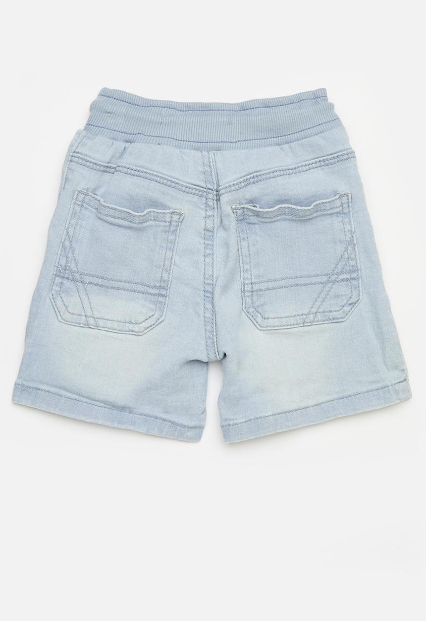 MINOTI - Knitted denim ribbed waist short - light denim