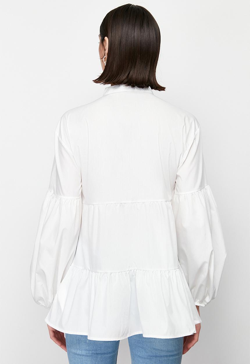 Trendyol - Layered cotton shirt - ecru