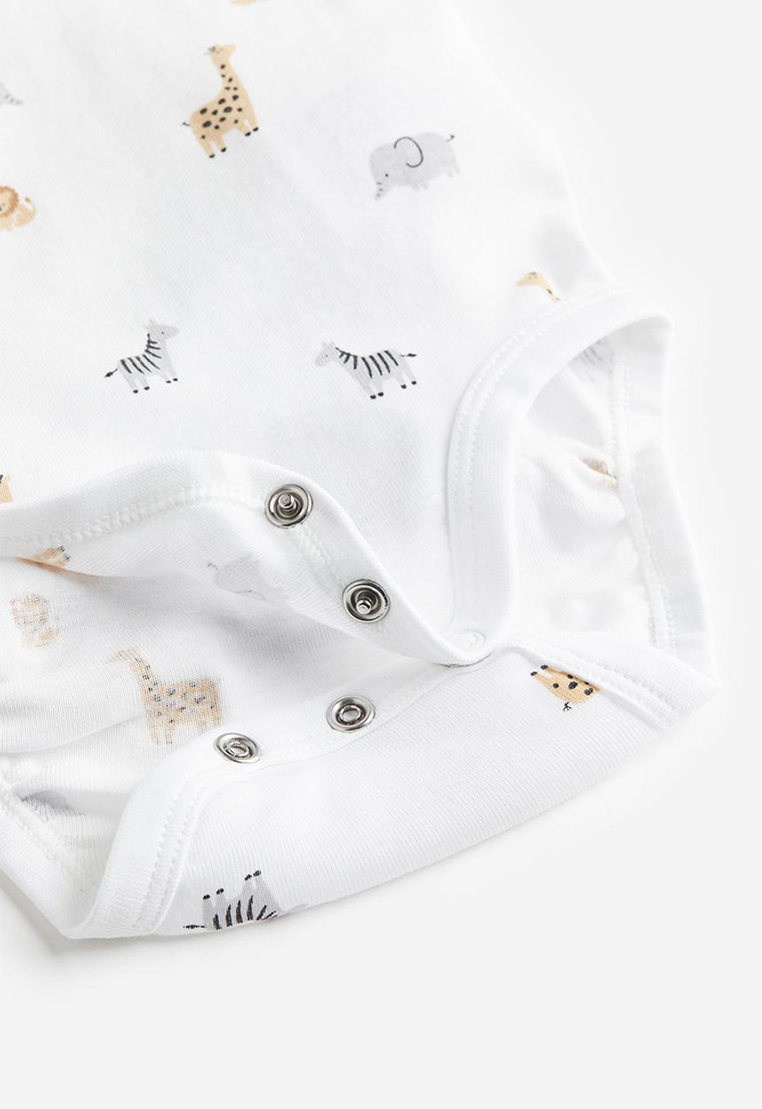 H&M - 2-Pack long-sleeved bodysuits - White Giraffes