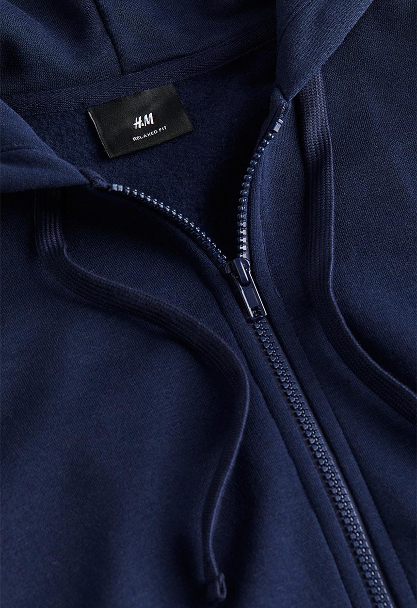 H&M - Loose fit zip-through hoodie - blue
