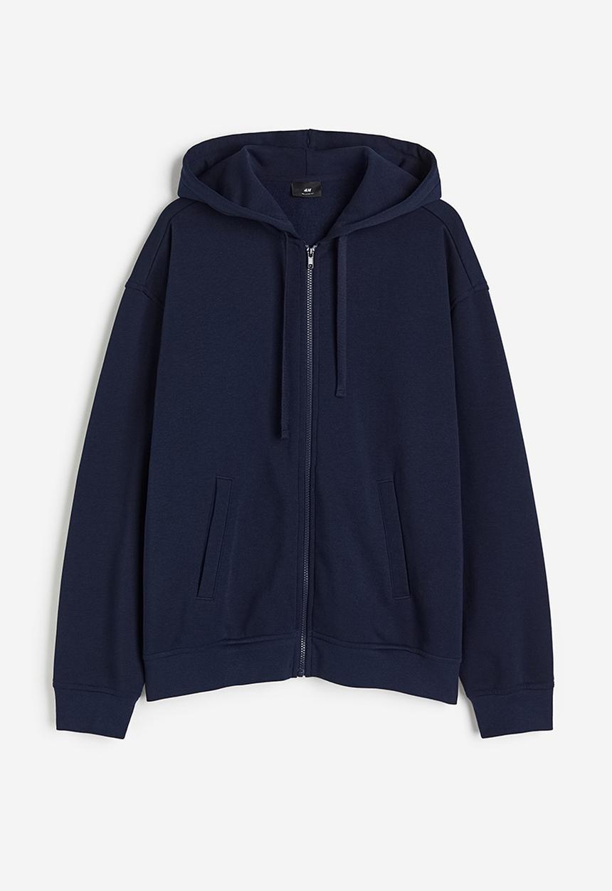 Loose fit zip-through hoodie - blue - 1011890015
