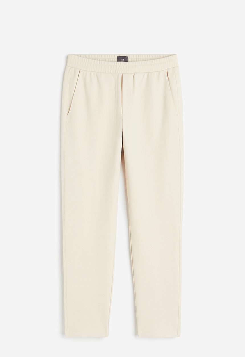 H&M - Slim fit twill joggers - beige white