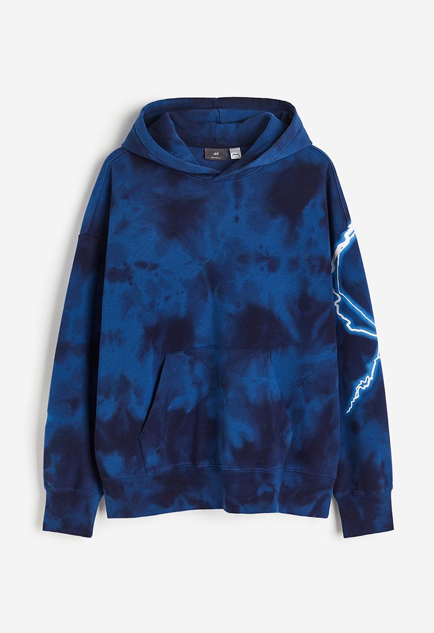 H&M - Oversized fit printed hoodie - blue multi