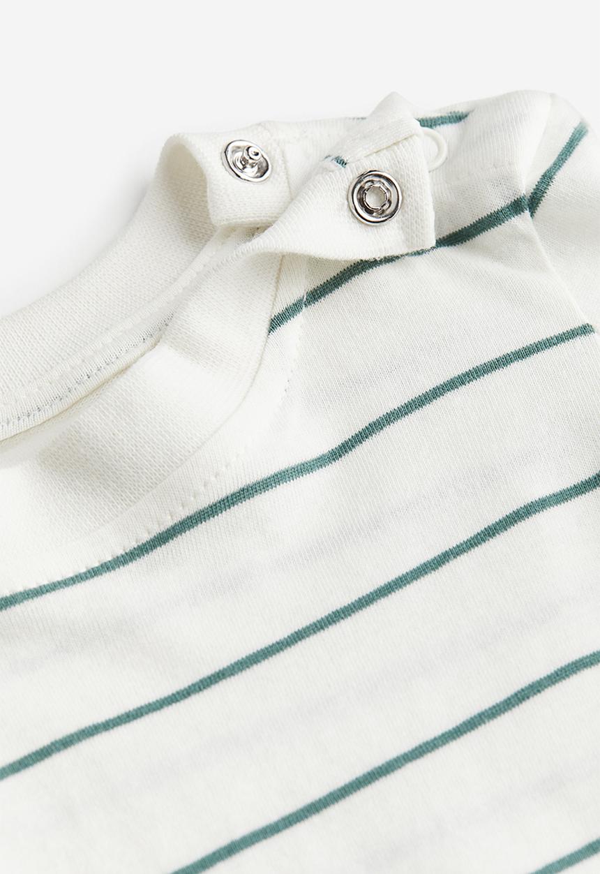 H&M - 2-Piece top and dungaree set - green & white