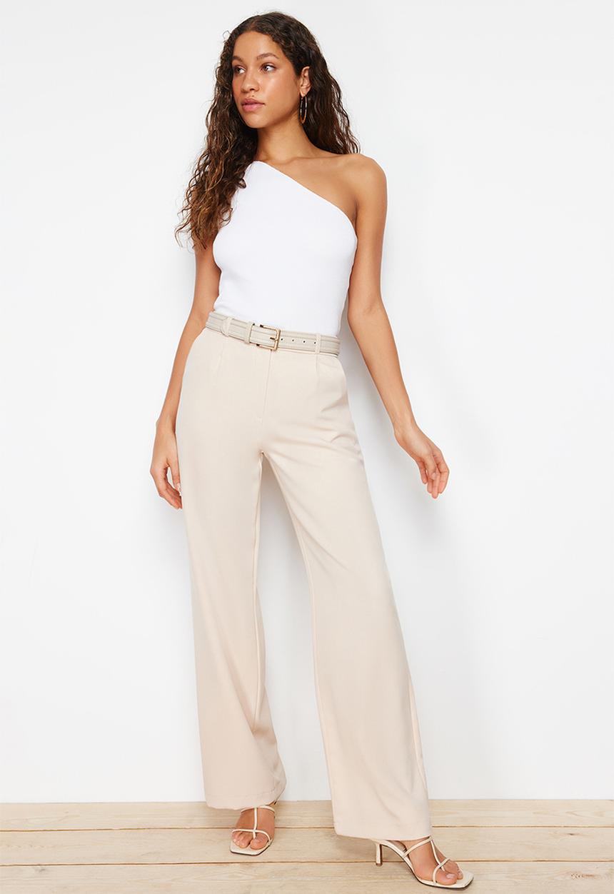 Trendyol - High waist pleated trousers - stone