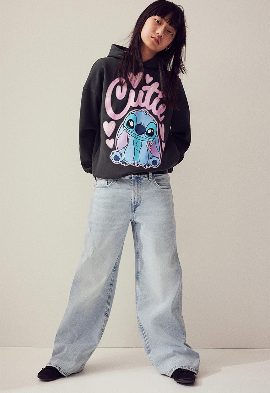H&M - Oversized printed hoodie - grey
