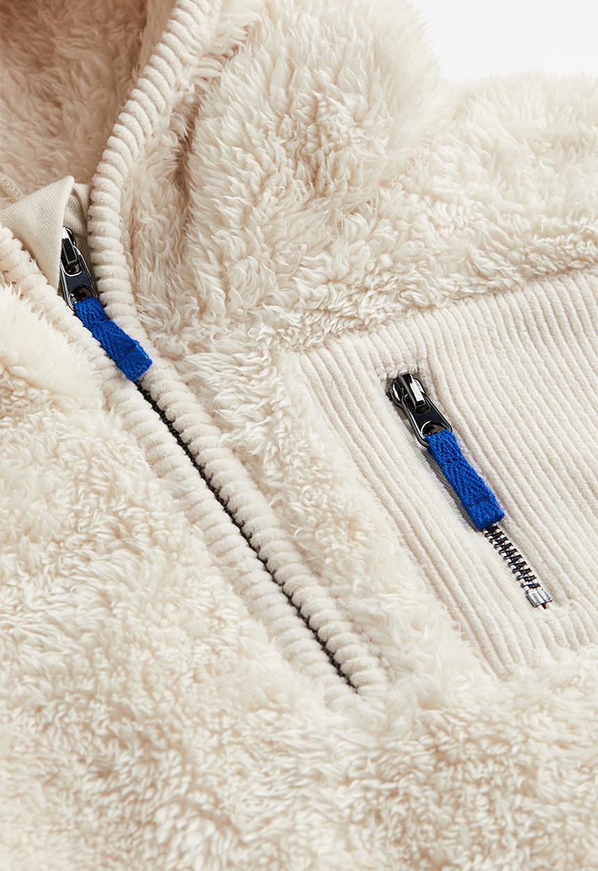 H&M - Oversized zip-top pile hoodie - white