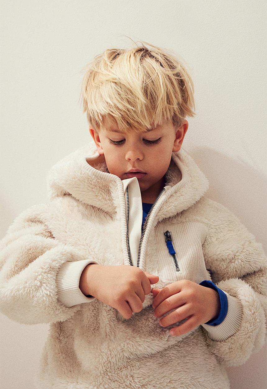 H&M - Oversized zip-top pile hoodie - white