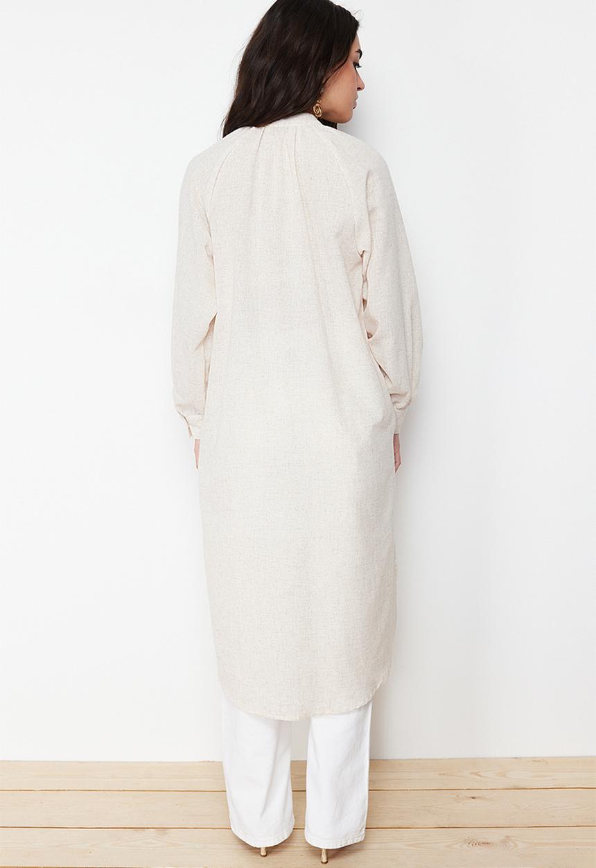 Trendyol - Comfort fit long shirt - light beige