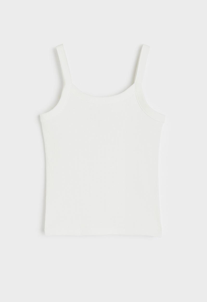 H&M - Ribbed strappy top - white
