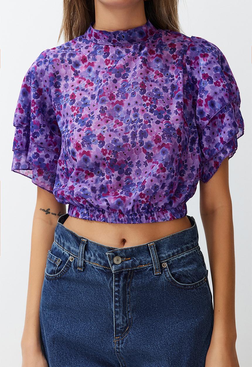 Trendyol - Floral pattern blouse - lilac