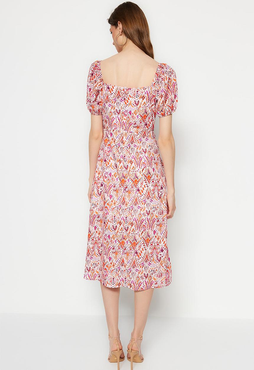 Trendyol - Slit a-line midi dress - pink