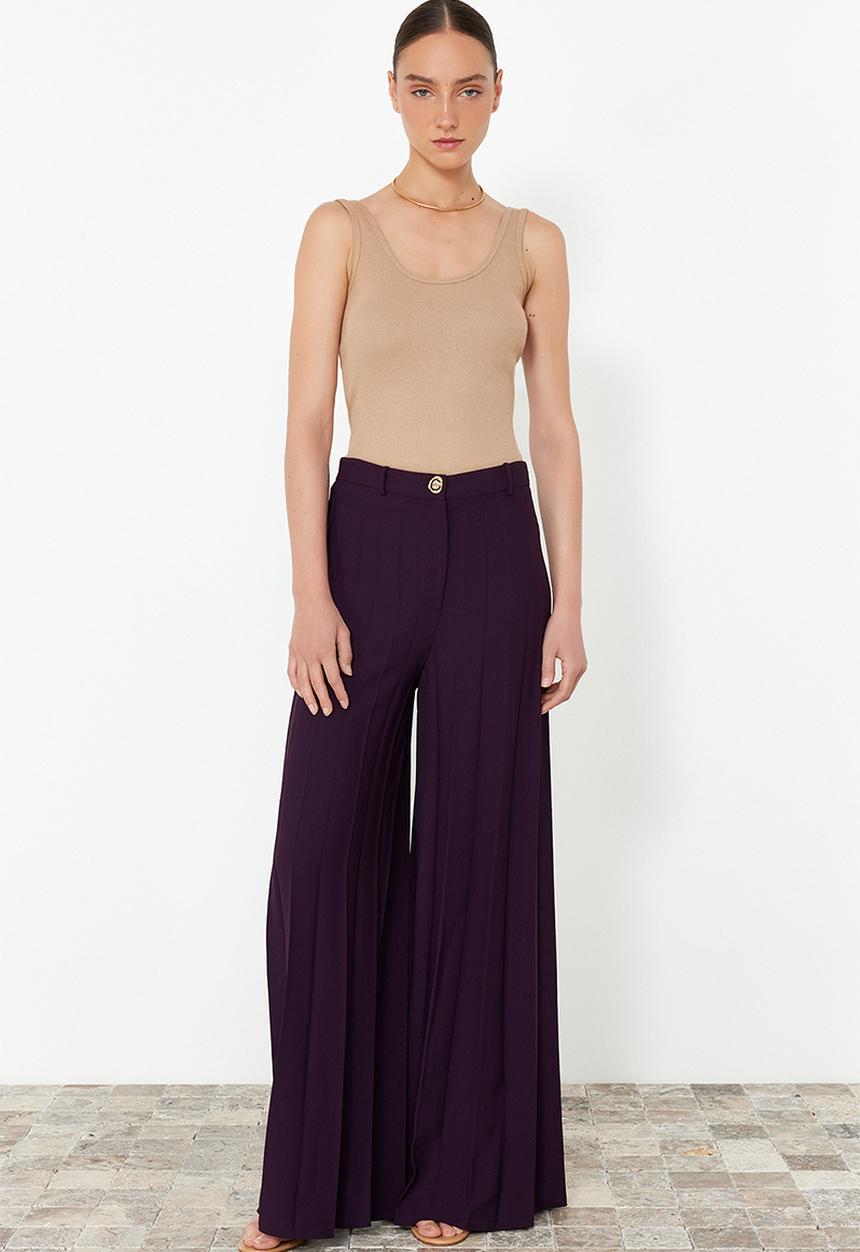 Trendyol - Wide leg pleated trousers - purple