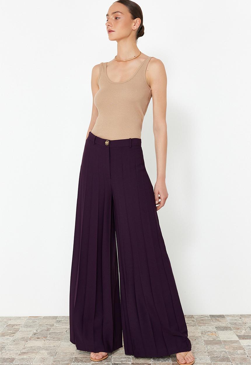 Trendyol - Wide leg pleated trousers - purple