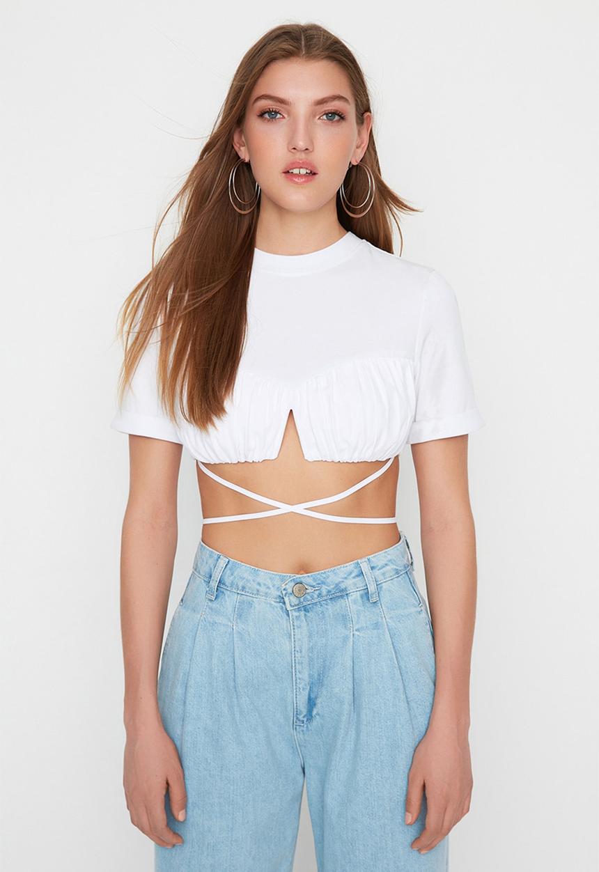 Trendyol - Lace-up detailed bustier - white