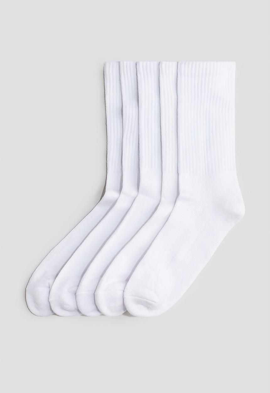 H&M - 5-Pack ribbed socks - white