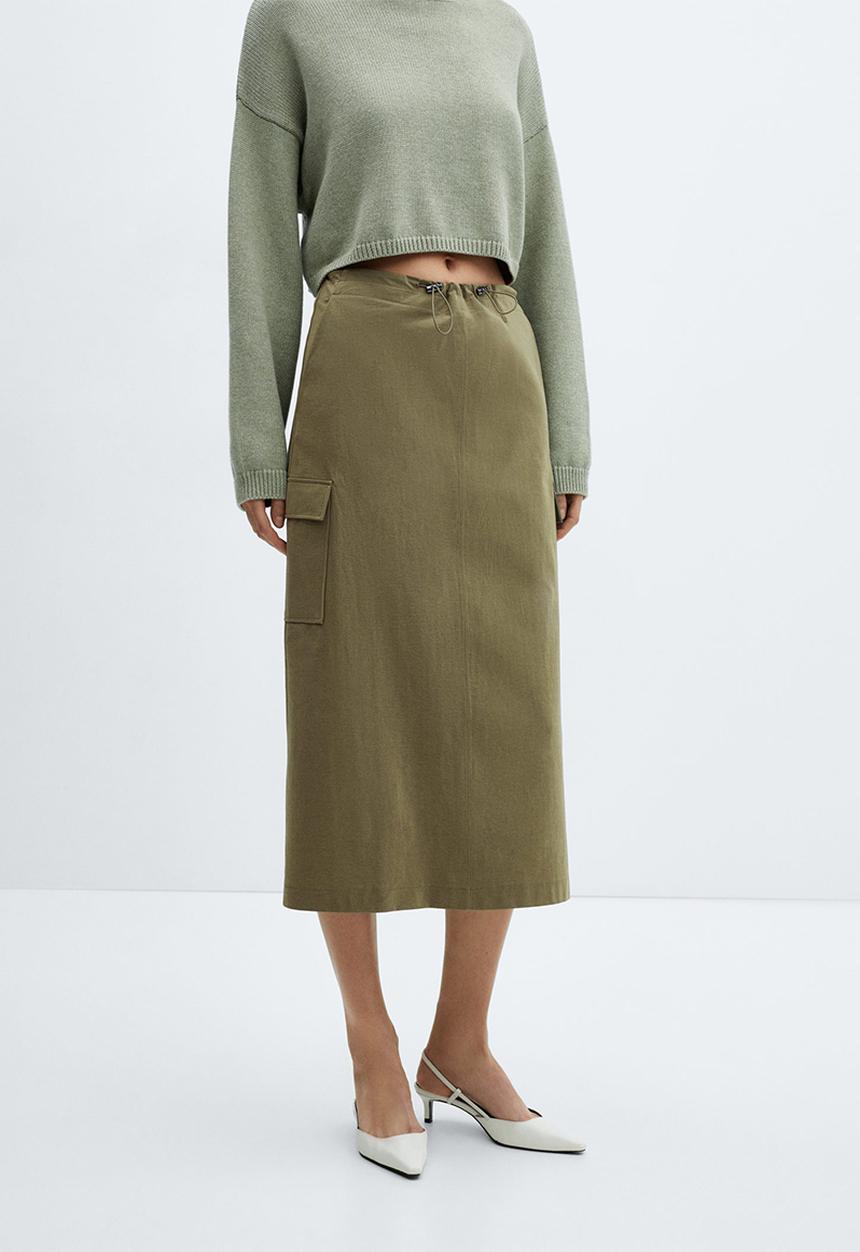 MANGO - Skirt bengala - beige/khaki
