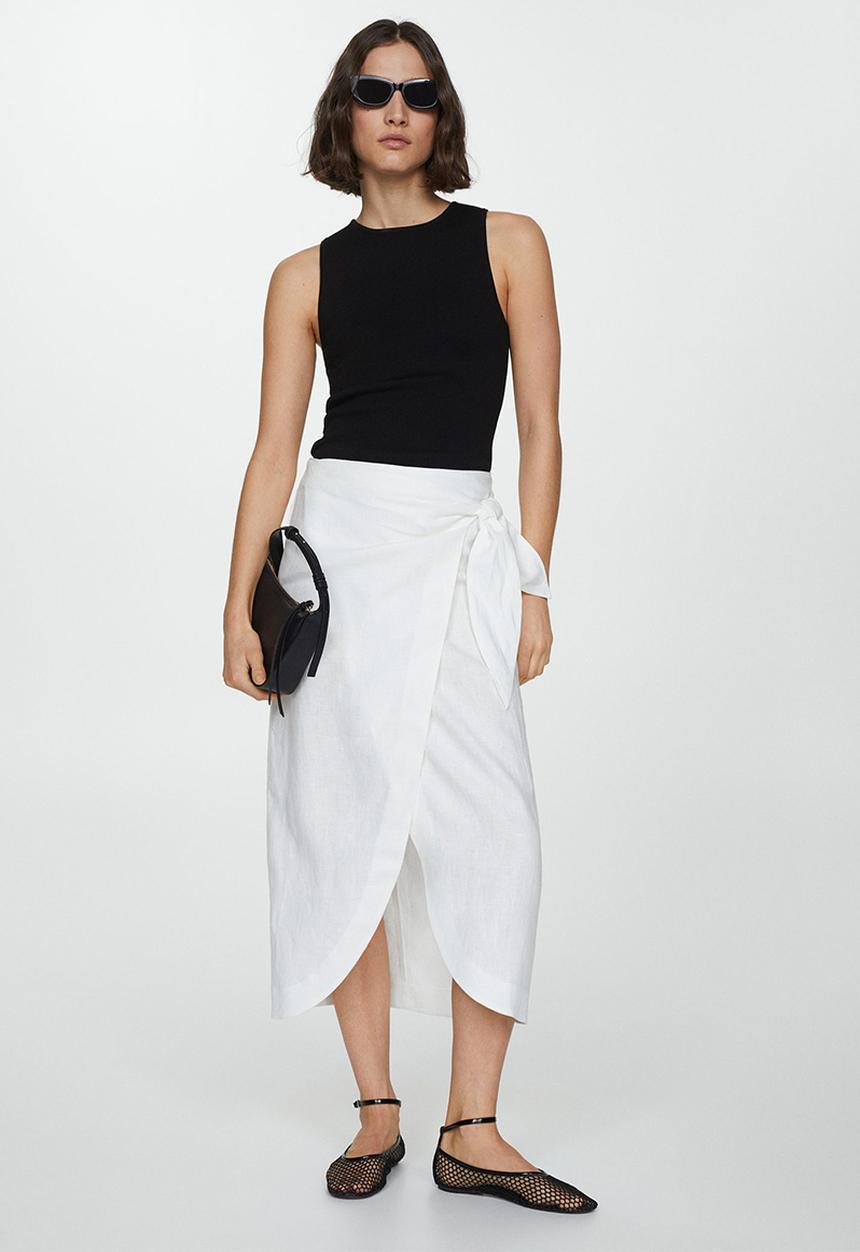 MANGO - Skirt pareo - white