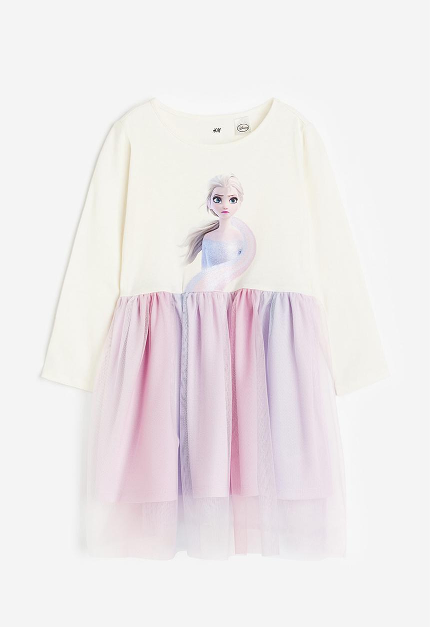 H&M - Tulle-skirt jersey dress - white multi
