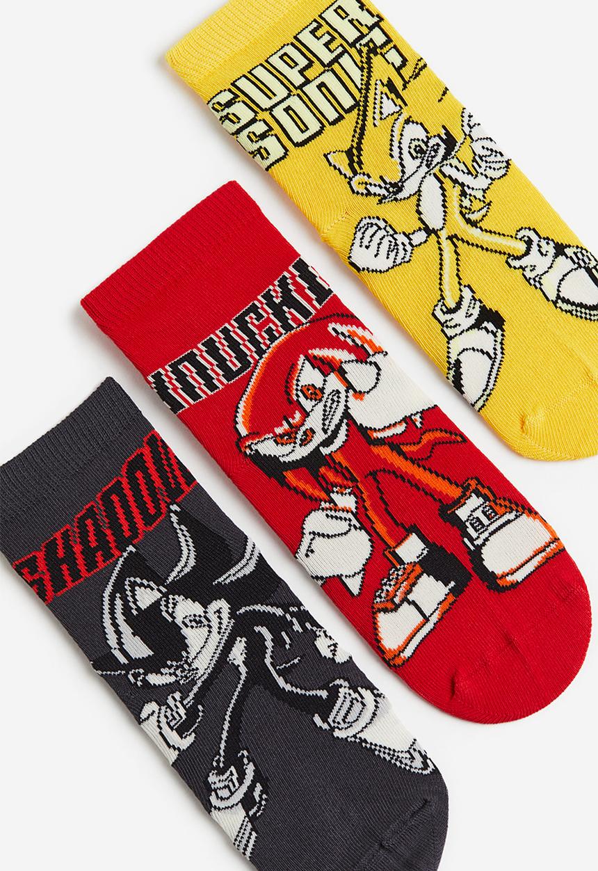 H&M - 5-pack patterned socks - grey,red,yellow & multi