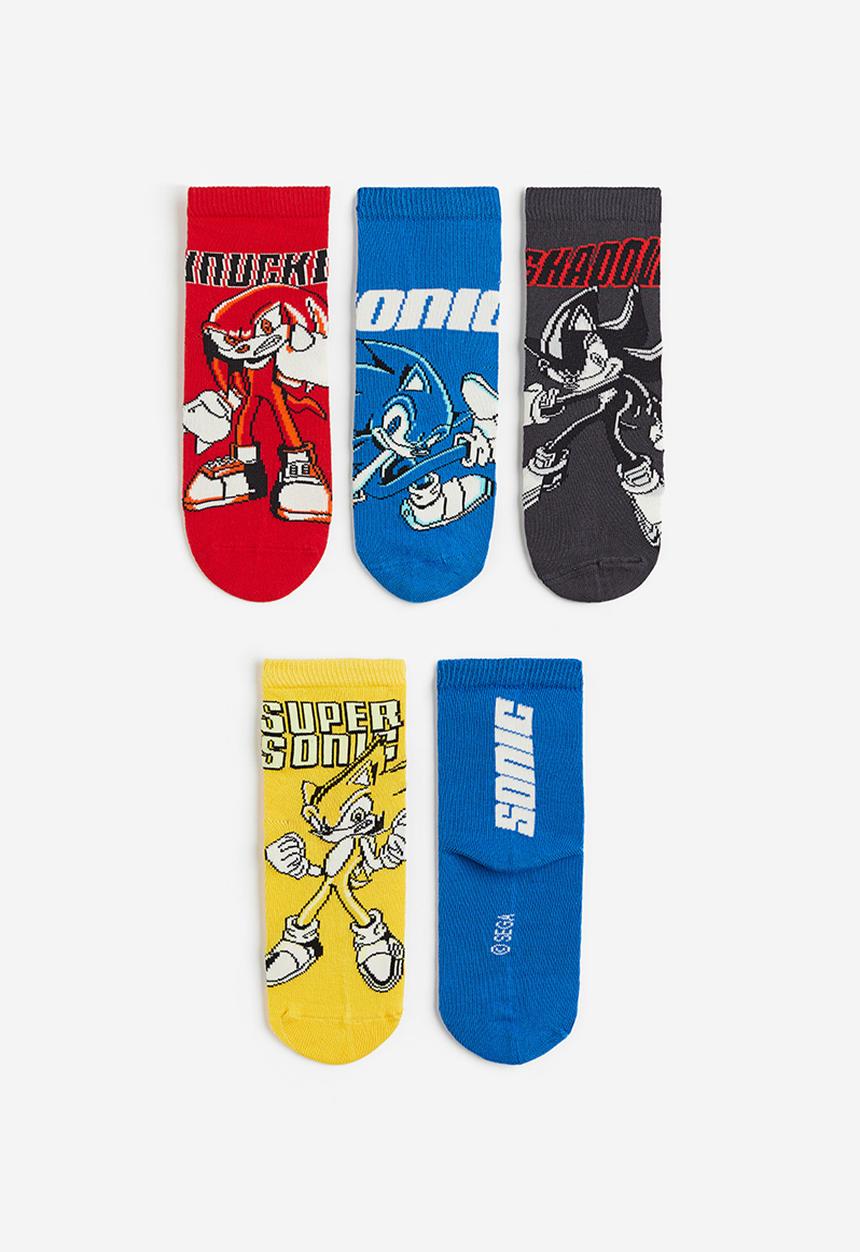 H&M - 5-pack patterned socks - grey,red,yellow & multi