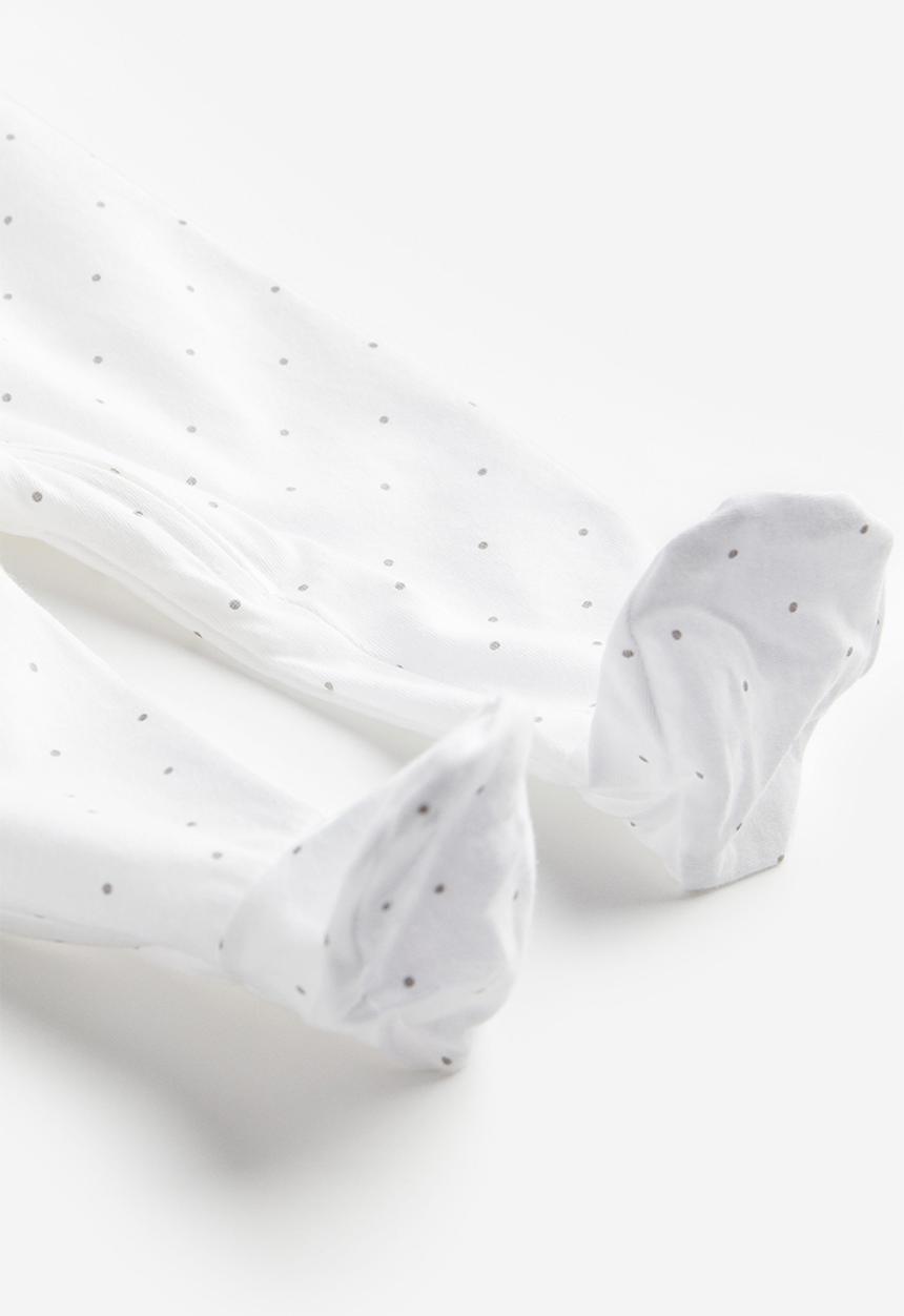 H&M - Sleepsuit with full feet - white