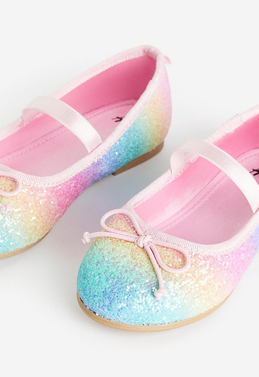 H&M - Appliquéd ballet pumps - pink multi
