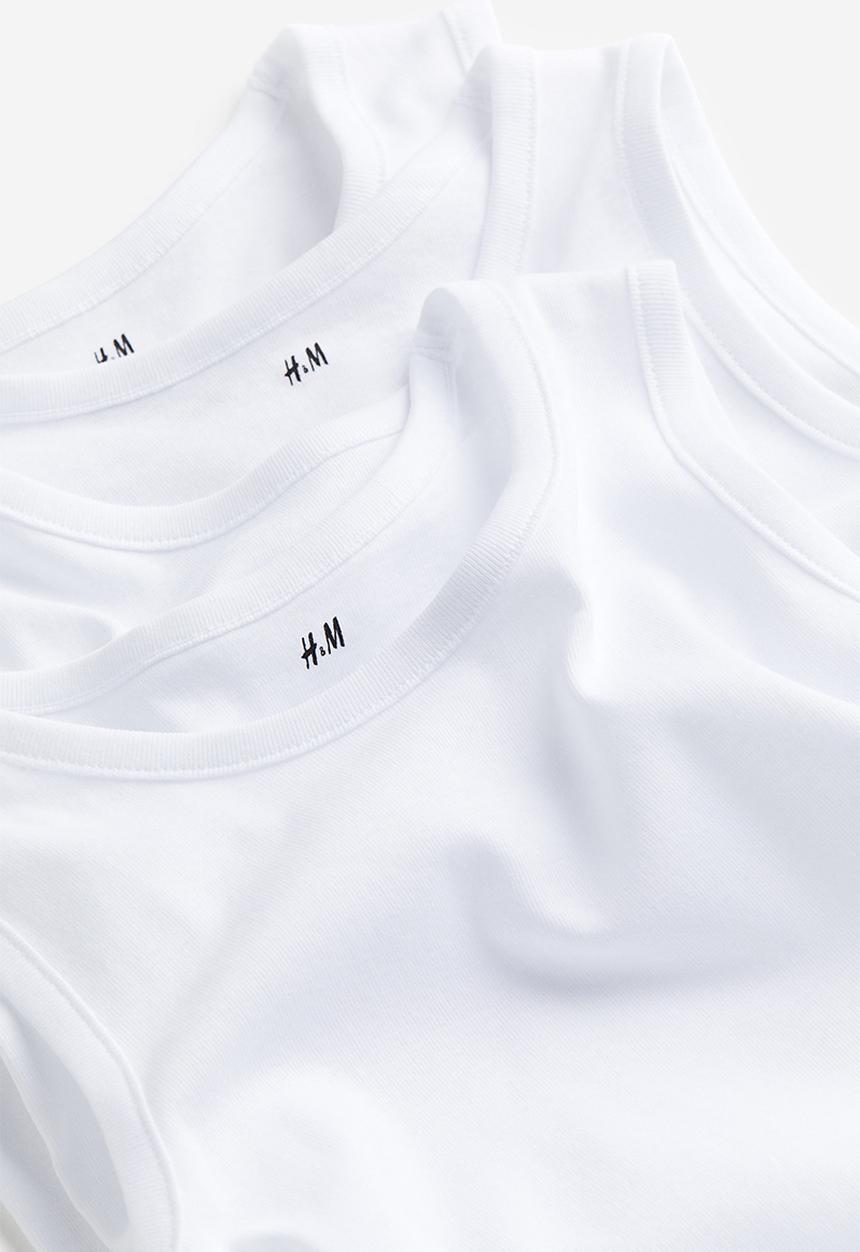 H&M - 3-pack cotton jersey vest tops - white