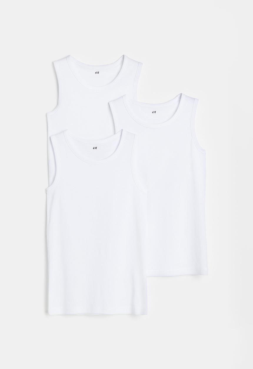 H&M - 3-pack cotton jersey vest tops - white
