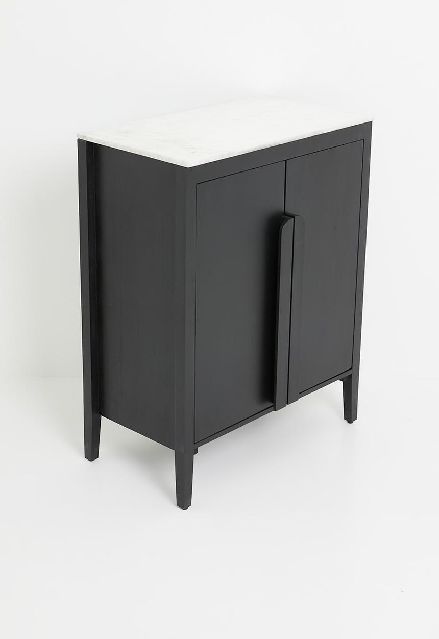 Sixth Floor - Shego wooden and marble storage chest-Black