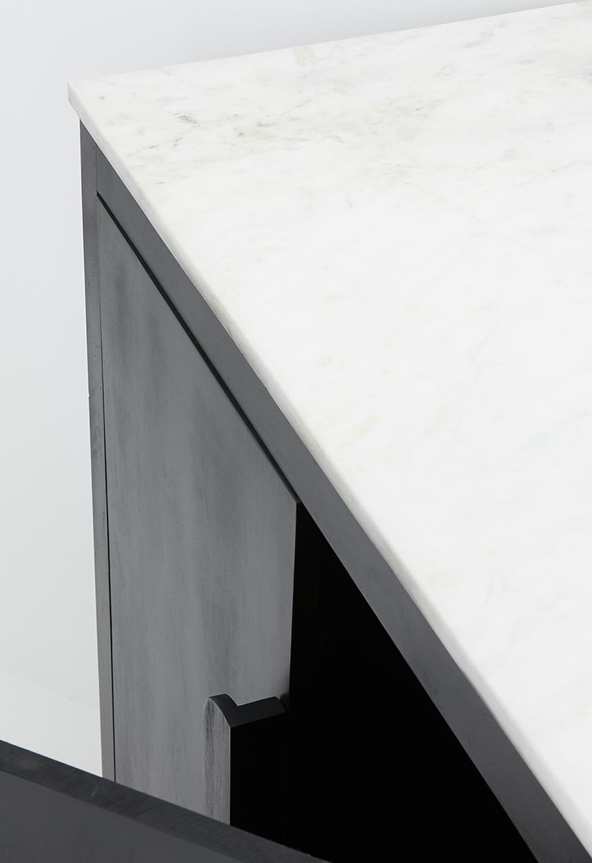 Sixth Floor - Shego wooden and marble storage chest-Black