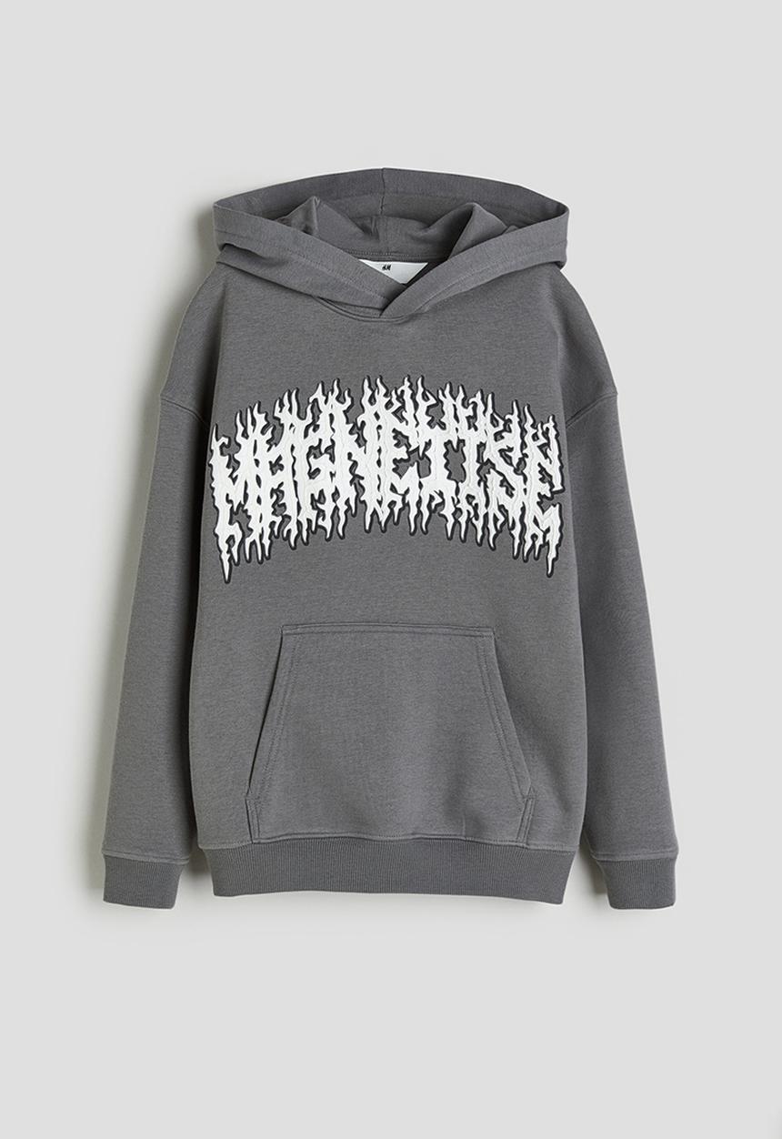H&M - Print-motif hoodie - grey
