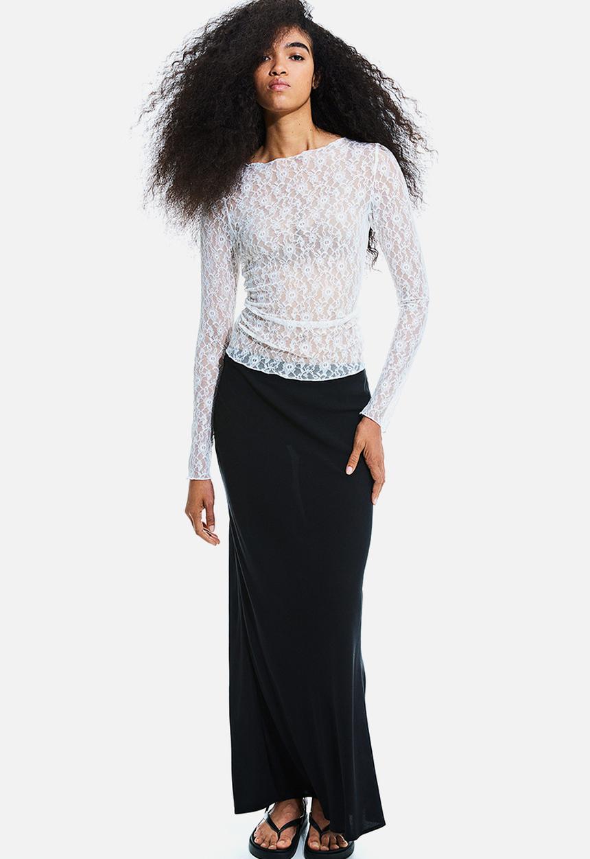 Sheer lace top - white - 1163126001