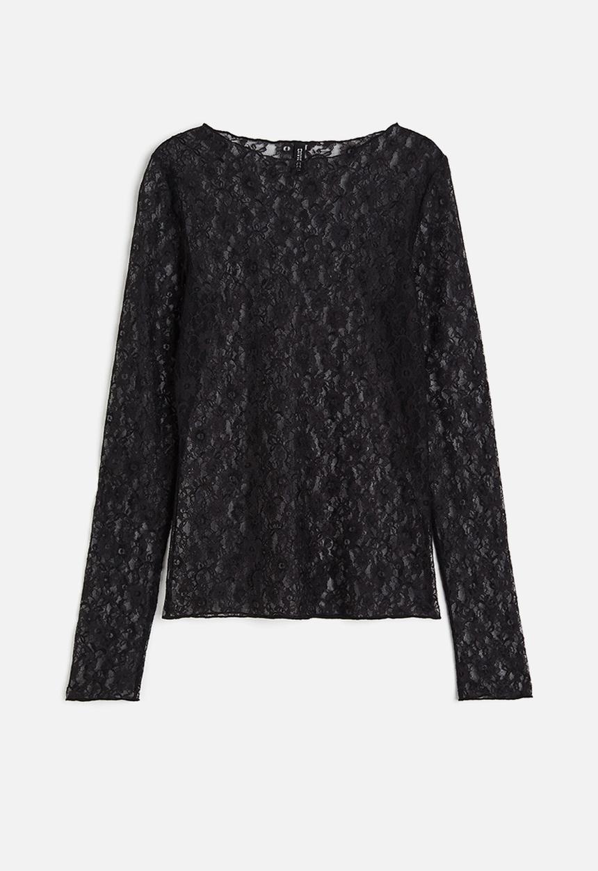 H&M - Sheer lace top - black