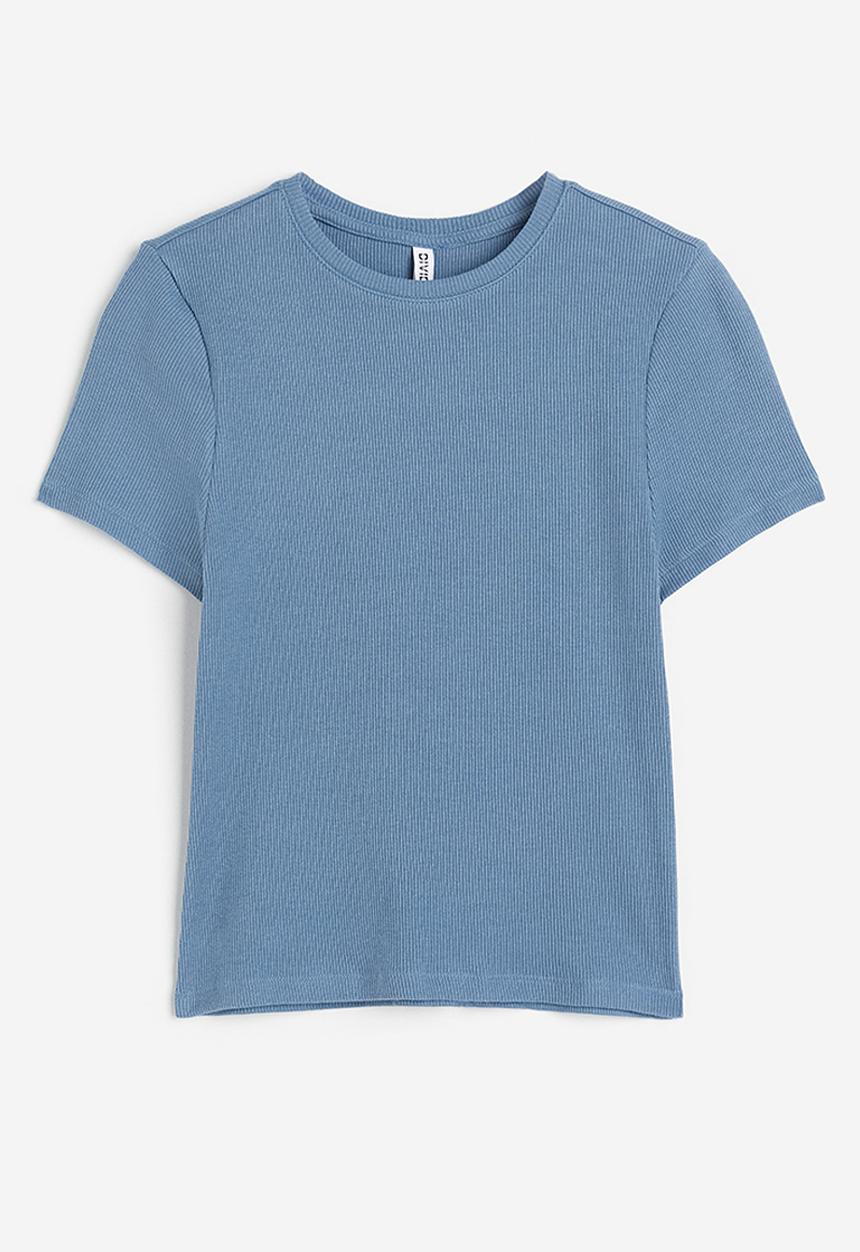 H&M - Ribbed t-shirt - blue