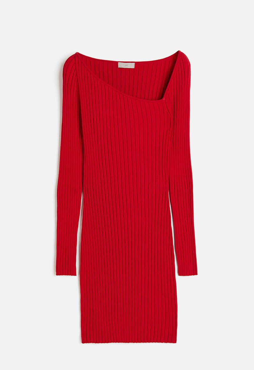 H&M - Rib-knit bodycon dress - red