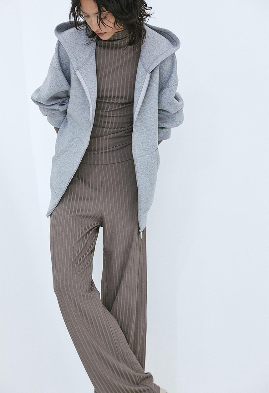 H&M - Ribbed trousers - dark greige