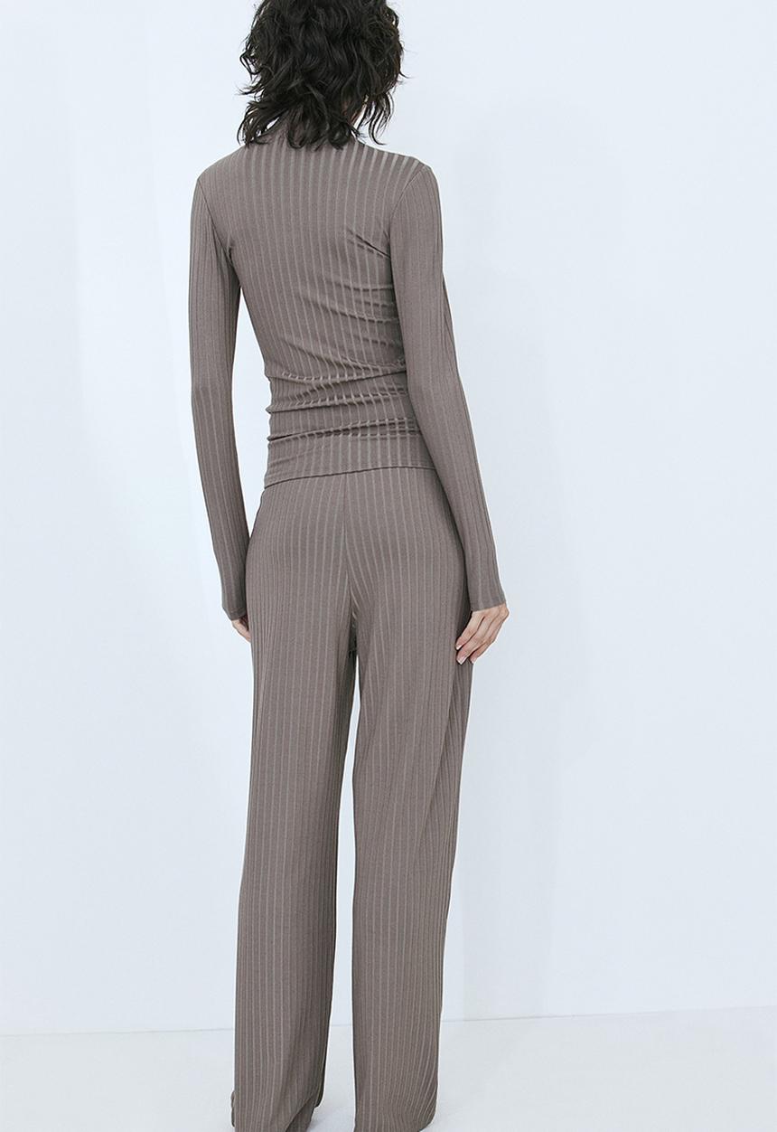 H&M - Ribbed trousers - dark greige