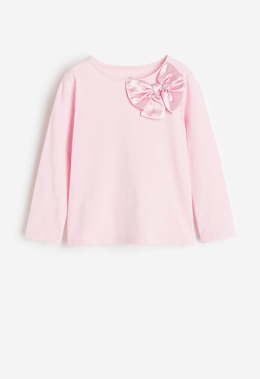 H&M - Appliquéd jersey top - pink