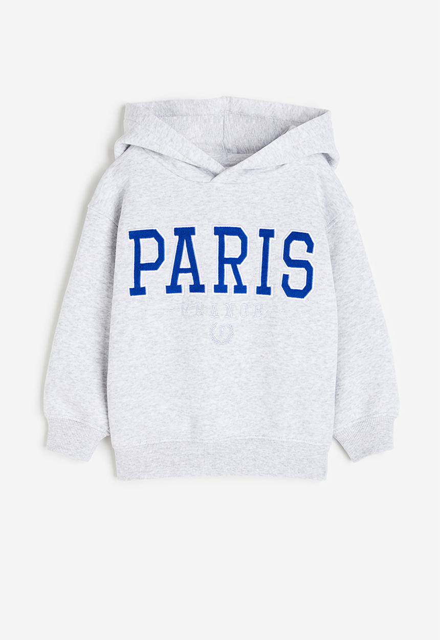 H&M - Text-motif hoodie - grey