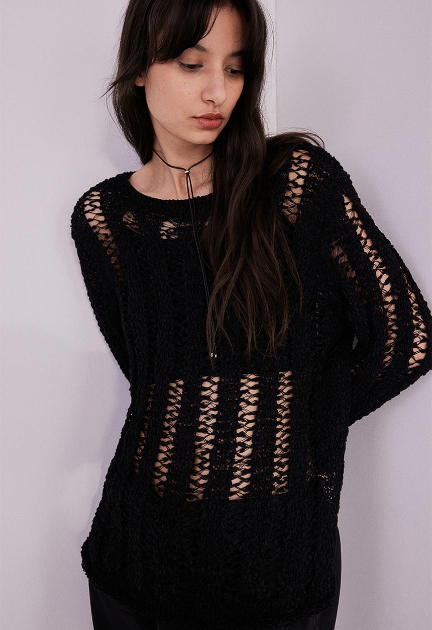H&M - Ladder-stitch-look jumper - black