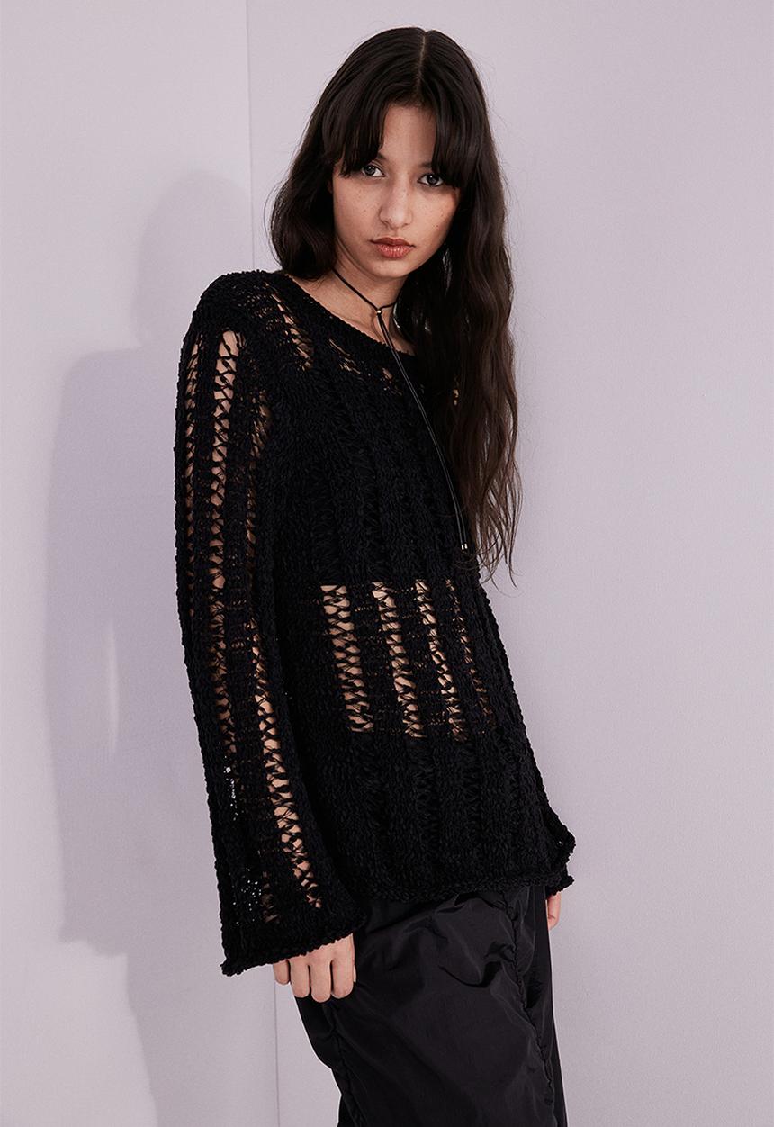 H&M - Ladder-stitch-look jumper - black