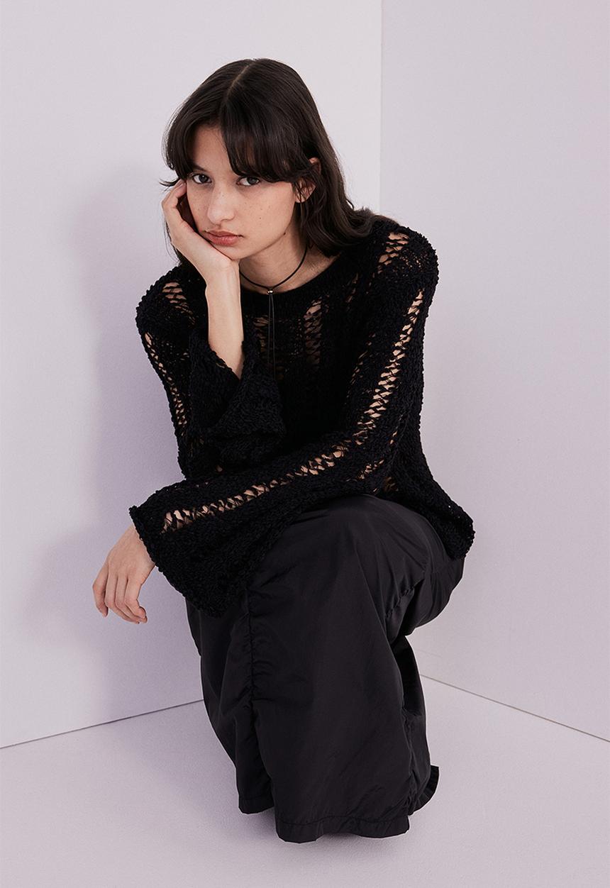 H&M - Ladder-stitch-look jumper - black