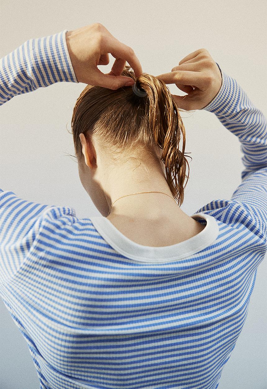 H&M - Ribbed jersey top - blue, multi
