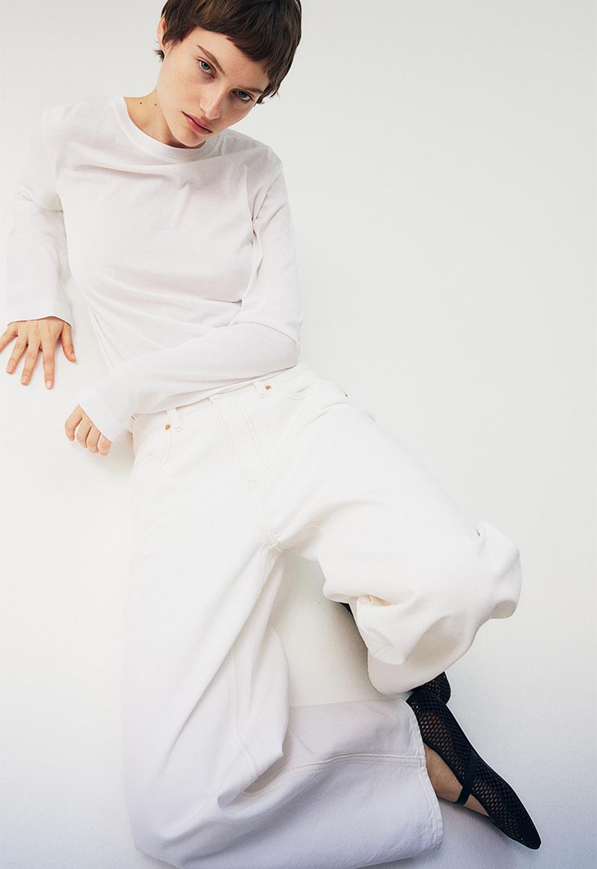 H&M - Baggy high jeans - white
