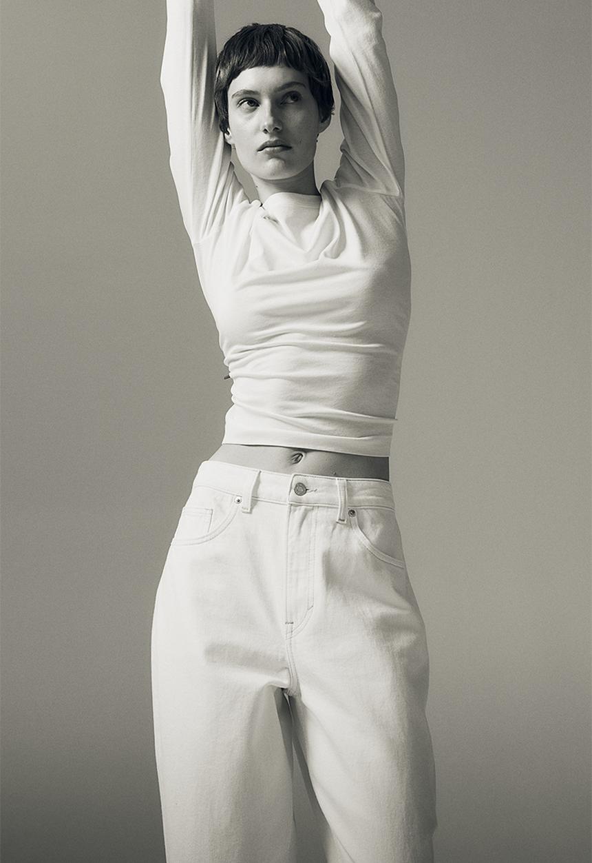 H&M - Baggy high jeans - white