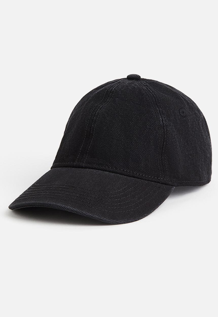 H&M - Washed-look denim cap - black